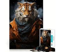 Rompecabezas con Retrato de Tigre Guerrero para Adultos 1000 Piezas Juego para ejercitar la Mente Corte de precisión Bordes Lisos desafío Divertido para Pasar el Tiempo (50x75cm)