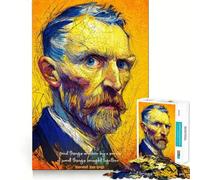 Rompecabezas con Retrato de Vincent Van Gogh y Cita para Adolescentes,1000 Piezas,Mejora la Agilidad Mental,Juego,tamaño Uniforme,Piezas precisas,diversión Familiar,Actividad Nocturna (38x26cm)