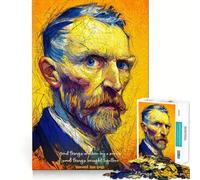 Rompecabezas con Retrato de Vincent Van Gogh y Cita para Adultos,1000 Piezas,Juego de Memoria,Corte Fino,Acabado Premium,Forma entretenida de Pasar el Tiempo Libre (38x52cm)