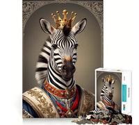 Rompecabezas con Retrato de Zebra King para Adolescentes,1000 Piezas,Juego para desarrollar la Mente,Cortado con láser para un Tiempo de relajación Ejercicios mentales en casa (50x75cm)