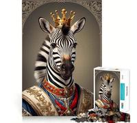 Rompecabezas con Retrato del Rey Cebra,1000 Piezas para Adultos,Juego para estimular la Memoria,Calidad Profesional,Actividad de Corte conmovedora para Compartir (38x26cm)