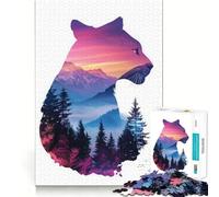 Rompecabezas con Silueta de Puma para Adultos, 1000 Piezas, Juguete de lógica Resistente, Juego Relajante, Borde Transparente, Regalo artístico (50x75cm)