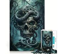 Rompecabezas con símbolos de Calaveras y Serpientes Antiguas para Adolescentes 1000 Piezas Juego Mental Divertido Conexión Limpia y fluida Una Forma Atractiva de Pasar el Tiempo Libre (50x75cm)