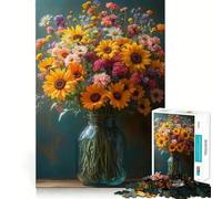 Rompecabezas con Vibrante Ramo Floral en jarrón de Cristal para Adultos,1000 Piezas,Juego de Memoria,Corte Fino,Acabado Premium,una Forma entretenida de Pasar el Tiempo Libre (38x52cm)