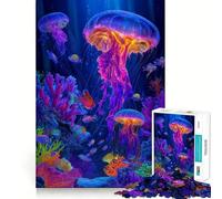 Rompecabezas con Vibrantes Medusas y Arrecife de Coral,1000 Piezas Diversión Que estimula la Mente Componentes Resistentes y de Corte Limpio Un Entretenimiento cautivador para Disfrutar en casa