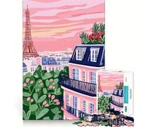 Rompecabezas con vista desde una azotea parisina y la Torre Eiffel para adolescentes, 1000 piezas, juguete de lógica resistente, diversión compartida, bordes transparentes, regalo encantador (50x75cm)