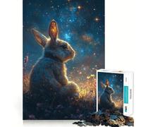 Rompecabezas Conejo bajo Cielo Estrellado para Adolescentes, 1000 Piezas, colección Recall Upgrade Calm Relax Clear Cut Art Piece (50x75cm)