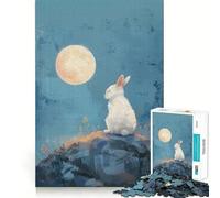 Rompecabezas Conejo Blanco Bajo la Luna 1000 Piezas Juego Interactivo para estimular el Pensamiento Cierre Seguro sin Piezas Sueltas Desafío Mental para el hogar (38x52cm)