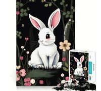 Rompecabezas Conejo Blanco en el Bosque 1000 Piezas Recall Fun Play Piezas sin Rebabas de Corte Limpio Juego portátil y Divertido (38x52cm)