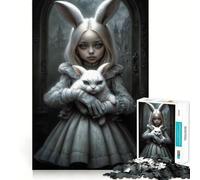 Rompecabezas Conejo Blanco para Adultos 1000 Piezas Juego de Memoria Cerebral Corte Láser para un Encaje Perfecto Aliviar el Estrés (38x52cm)