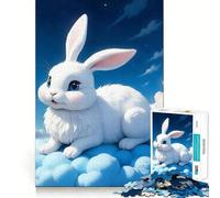 Rompecabezas Conejo Blanco sobre una Nube 1000 Piezas Juego de Habilidad Mental Ajuste Estable sin Piezas Que se muevan pasatiempo Agradable para Fines de Semana Largos (38x52cm)