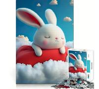 Rompecabezas Conejo Blanco Soñando de 1000 Piezas para Adolescentes Tren de Memoria Divertido Conexión Limpia y sin Fisuras Actividad Relajante para Grupos en Interiores (38x26cm)