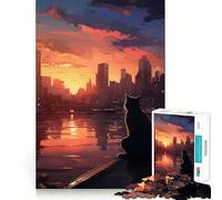 Rompecabezas Contemplación del Atardecer para Adolescentes, 1000 Piezas, Actividad para ejercitar la Mente en casa, Bordes precisos, Regalo Festivo 38x26cm