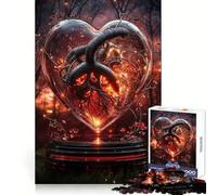 Rompecabezas Corazón Ardiente en Cristal para Adolescentes,1000 Piezas,Agudos,Memoria,Relajación Mental,Divertido,Bordes Limpios,Regalo de Temporada (38x52cm)