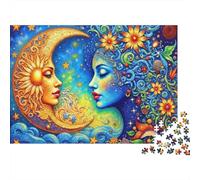 Rompecabezas Cosmic Moon Woman de 1000 Piezas. Rostros de Mujer, Sol y Luna. para Adultos de 12 años en adelante. Juego Educativo. Hermosa decoración. Difícil. Reto. 52 x 38 cm