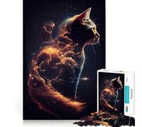 Rompecabezas cósmico de 1000 Piezas con diseño de Gato Espacial para Adolescentes Refuerza la Memoria y el vínculo Familiar Bordes precisos Regalo Original (50x75cm)
