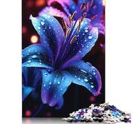 Rompecabezas cósmico de neón con Flor de Lirio, desafiante y Estimulante, de cartón 100% Reciclado, Ideal para Adultos y Adolescentes, Regalo de cumpleaños, 1000 Piezas (75 x 50 cm)