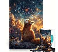 Rompecabezas cósmico difícil de Panda Rojo y Cielo Estrellado para Adultos, 1000 Piezas, Juguete Intelectual, Tiempo Acogedor, Corte de Calidad, (38x52cm)
