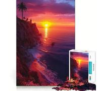 Rompecabezas Costa al Atardecer de 1000 Piezas para Adultos Regalos Juguete de Habilidad para aliviar el estrés Corte preciso Lista de Deseos de Papá Noel 38x52cm