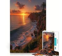 Rompecabezas Costa al Atardecer de 1000 Piezas para Adultos Regalos Juguete de Habilidad para aliviar el estrés Corte preciso Lista de Deseos de Papá Noel 50x75cm