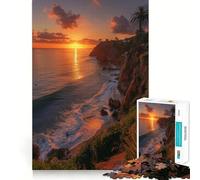 Rompecabezas Costa al Atardecer para Adolescentes, 1000 Piezas, Juguete de Lógica Mental, Alivio del Estrés, Corte Firme, Regalo de Deseos de Papá Noel 38x52cm