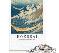 Rompecabezas Creativo de 1000 Piezas de Barcos pesqueros de Hokusai para Adultos, Rompecabezas de Papel, Juego Intelectual, 38 x 26 cm (1000 Piezas)