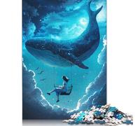 Rompecabezas Creativo de 1000 Piezas Vuela a la Luna con Ballena para Adultos, Rompecabezas de Papel, Juego Intelectual, 38 x 26 cm (1000 Piezas)