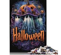 Rompecabezas Creativo de 300 Piezas de Halloween con Fantasmas y Calabazas para Adultos y Rompecabezas de Madera. Juego desafiante. 300 Piezas (40 x 28 cm).