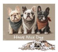 Rompecabezas Creativo de 300 Piezas Tres Frenchies, Tres Estilos, para Adultos y Juguetes educativos de Madera (40 x 28 cm).