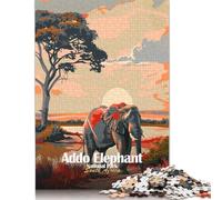 Rompecabezas Creativo de 500 Piezas del Parque Nacional de Elefantes Addo, Sudáfrica, para Adultos y Rompecabezas de Madera, Juego Educativo para Adultos (52 x 38 cm).