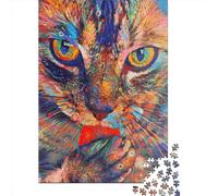 Rompecabezas Cuadrado Abstracto de 1000 Piezas con diseño de Gato para Adultos, Rompecabezas de Madera, Juguete, decoración de Pared, 1000 Piezas (75x50cm)