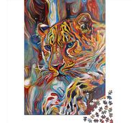 Rompecabezas Cuadrado Abstracto de Leopardo de 500 Piezas para Adultos, Rompecabezas de Madera, Adultos y 500 Piezas (52x38cm)