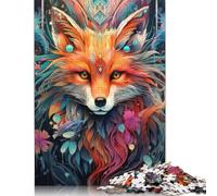 Rompecabezas Cuadrado Abstracto de Zorro Rojo de 1000 Piezas para Adultos y niños, de Madera, (75 x 50 cm).