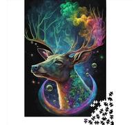 Rompecabezas Cuadrado Cosmic Trippy Deer1 de 1000 Piezas para Adultos, Rompecabezas de Madera, Juguetes de Entretenimiento Familiar, 1000 Piezas (75x50cm)