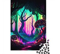 Rompecabezas Cuadrado Creativo Abstracto de Bosque Colorido de 1000 Piezas para Adultos. Juego desafiante de Papel de 38 x 26 cm.