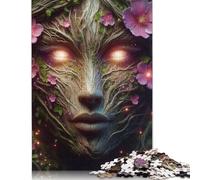 Rompecabezas Cuadrado Creativo de 1000 Piezas con Cara de espíritu de árbol para Adultos y Rompecabezas de Madera, Juego desafiante, 1000 Piezas (75 x 50 cm)