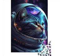 Rompecabezas Cuadrado Creativo de 1000 Piezas con diseño de Astronauta y Gato Espacial para Adultos. Juego de Rompecabezas de Madera, Juguete e Ingenioso (75 x 50 cm).