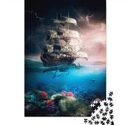 Rompecabezas Cuadrado Creativo de 1000 Piezas con diseño de Ataque del Kraken a un Barco Pirata, para Adultos. Rompecabezas de Madera desafiante de 1000 Piezas (75x50cm).