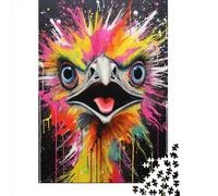 Rompecabezas Cuadrado Creativo de 1000 Piezas con diseño de Avestruz, Ideal para Adultos aliviar el estrés. Un Regalo navideño único. Medidas: 38 x 26 cm / 1000 Piezas.