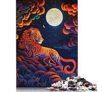 Rompecabezas Cuadrado Creativo de 1000 Piezas con diseño de león, Luna y neón Nocturno para Adultos y Rompecabezas de Papel, Juguetes educativos de 38 x 26 cm (1000 Piezas)
