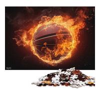 Rompecabezas Cuadrado Creativo de 1000 Piezas con diseño de Pelota de Baloncesto y Quema de Fuego para Adultos. Juguete Educativo de Papel de 38 x 26 cm.