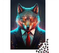 Rompecabezas Cuadrado Creativo de 1000 Piezas con diseño de Wolf CEO en Traje para Adultos. Juego Educativo de Papel para Adultos. Medidas: 38 x 26 cm / 1000 Piezas.