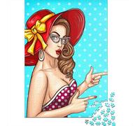 Rompecabezas Cuadrado Creativo de 1000 Piezas con diseño Retro de Chica póster para Adultos y Juguetes educativos de Madera 1000 Piezas (75x50cm)