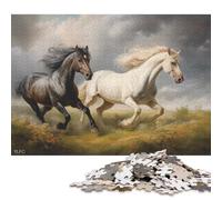 Rompecabezas Cuadrado Creativo de 1000 Piezas con Dos Caballos Corriendo, Animales, para Adultos, Rompecabezas de Madera, Juguetes educativos, 1000 Piezas (75x50cm)