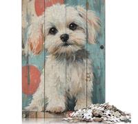 Rompecabezas Cuadrado Creativo de 1000 Piezas con el Retrato de un Adorable Perro maltés. Ideal para Adultos. Juego de Rompecabezas de Papel desafiante. Medidas: 38 x 26 cm / 1000 Piezas.
