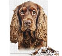 Rompecabezas Cuadrado Creativo de 1000 Piezas con el Retrato de un Cocker Spaniel marrón. Ideal para Adultos. Un Juego antiestrés y un Regalo navideño único. Medidas: 38 x 26 cm / 1000 Piezas.