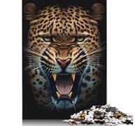 Rompecabezas Cuadrado Creativo de 1000 Piezas con la Cara de un Leopardo Enojado. Ideal para Adultos. Juego de ingenio y Desarrollo Intelectual. Medidas: 38 x 26 cm / 1000 Piezas.