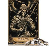 Rompecabezas Cuadrado Creativo de 1000 Piezas con la Carta del Tarot de la Muerte para Adultos. Ideal para aliviar el estrés. Un Regalo navideño único. Medidas: 38 x 26 cm.