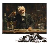 Rompecabezas Cuadrado Creativo de 1000 Piezas con la Imagen de un Camarero brindando en un Bar (75 x 50 cm). Ideal para Adultos. Juego desafiante de Madera.