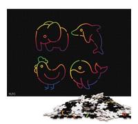 Rompecabezas Cuadrado Creativo de 1000 Piezas con símbolos de Animales para Adultos. Rompecabezas de Papel Educativo de 38 x 26 cm.